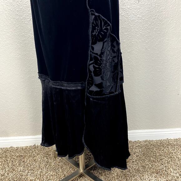 Vtg 90's Stunning Whimsigoth Patchwork Velvet Floral Wtichy Goth Vamp Maxi Skirt - Picture 9 of 15